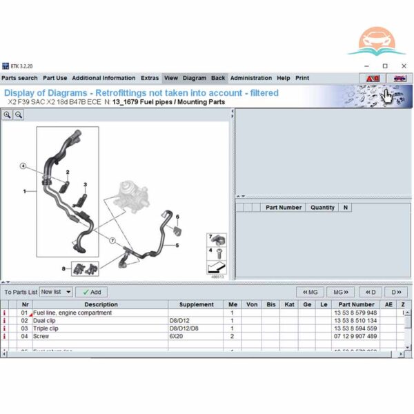 BMW ETK . spare parts lookup software